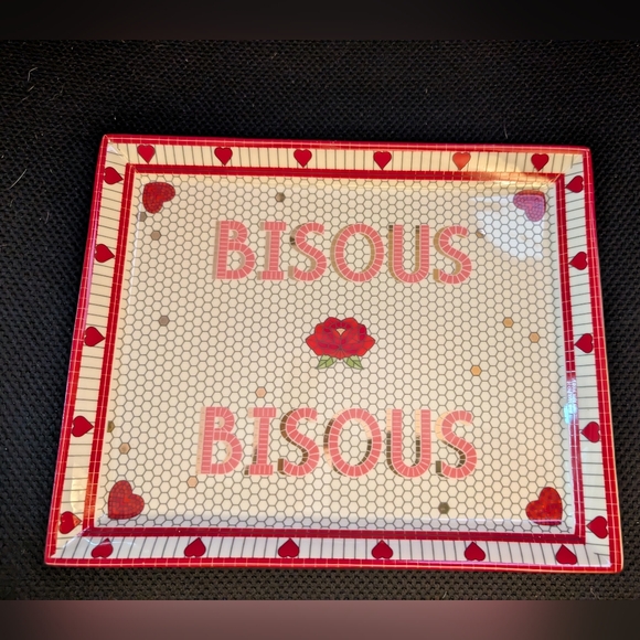 Anthropologie Bistro Tile Bisous Tray - Picture 1 of 3
